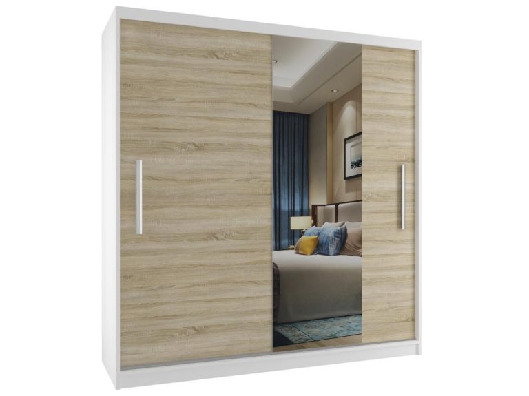 Szafa przesuwna 158 cm z lustrem dębowa dąb wotan dąb sonoma Producent MSE SZP3/2/W/1DS1L/AL