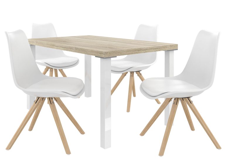 Zestaw ROMA1 sonoma + 4 krzesła biały