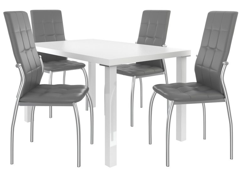 Zestaw LORENO biały + 4 krzesła popiel LOR/0/ZES/W/4G