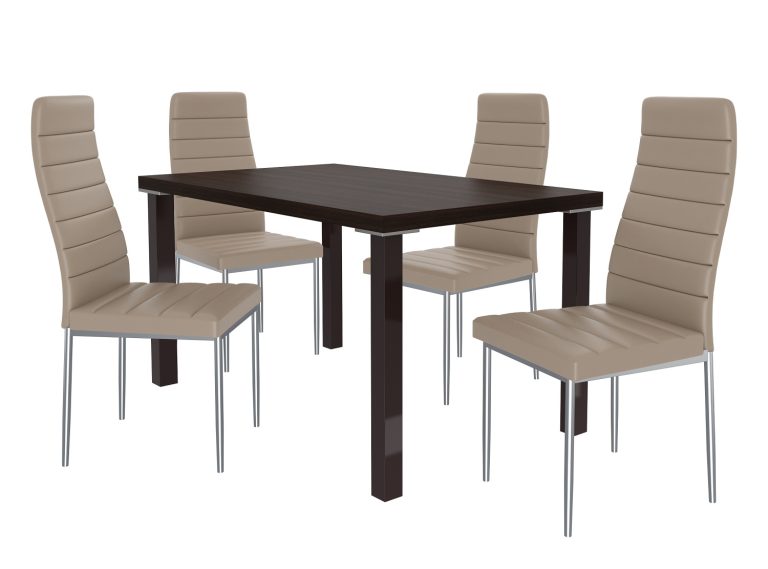 Zestaw MODERNO kasztan + 4 krzesła beż MOD/0/ZES/KN/4BŻ