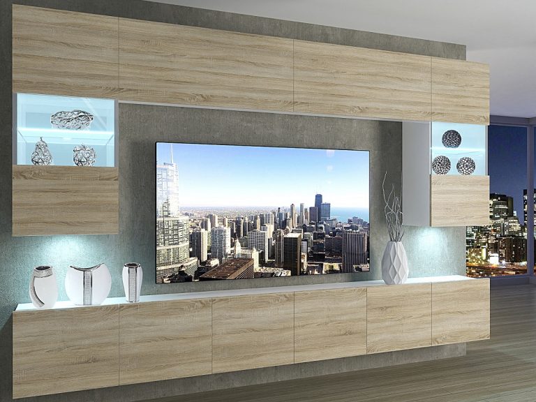 Meblościanka 300 cm TV/RTV dębowa dąb wotan dąb sonoma Producent IMP 1/5/W/DS/0/0