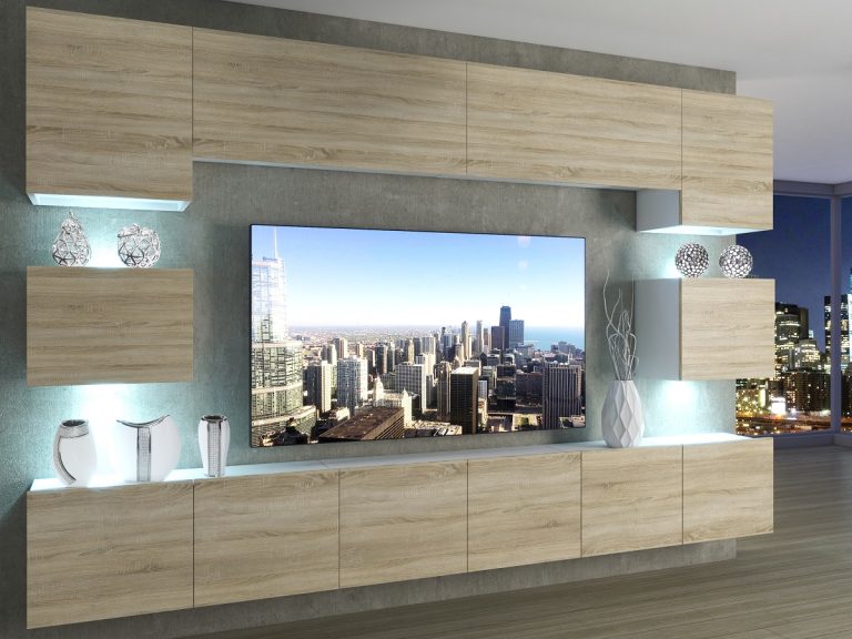 Meblościanka 300 cm TV/RTV dębowa dąb wotan dąb sonoma Producent IMP 3/5/W/DS/0/0