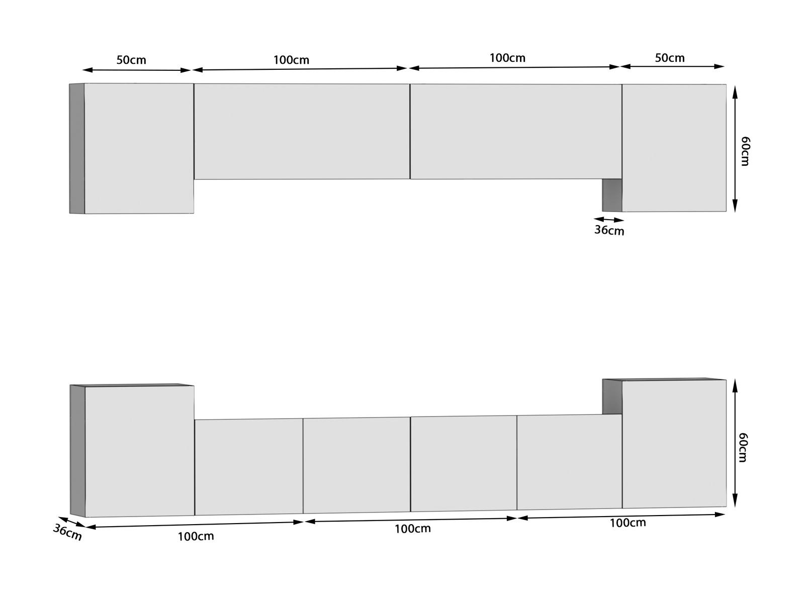 Meblościanka 300 cm TV/RTV czarna połysk Producent IMP 4/5/W/B/0/0