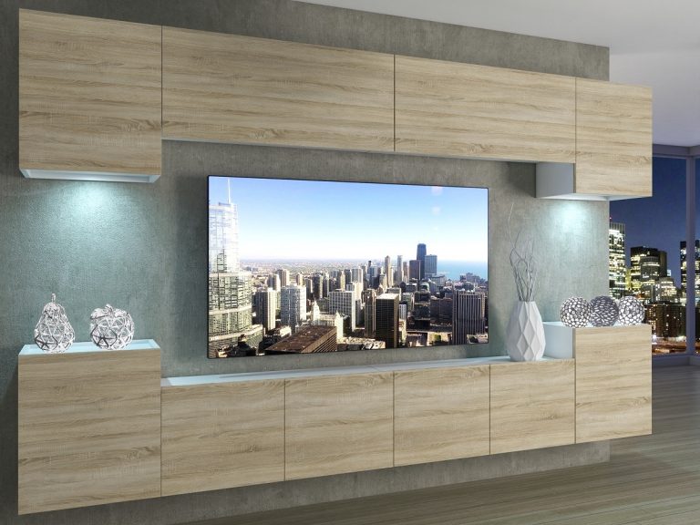 Meblościanka 300 cm TV/RTV dębowa dąb wotan dąb sonoma Producent IMP 4/5/W/DS/0/0