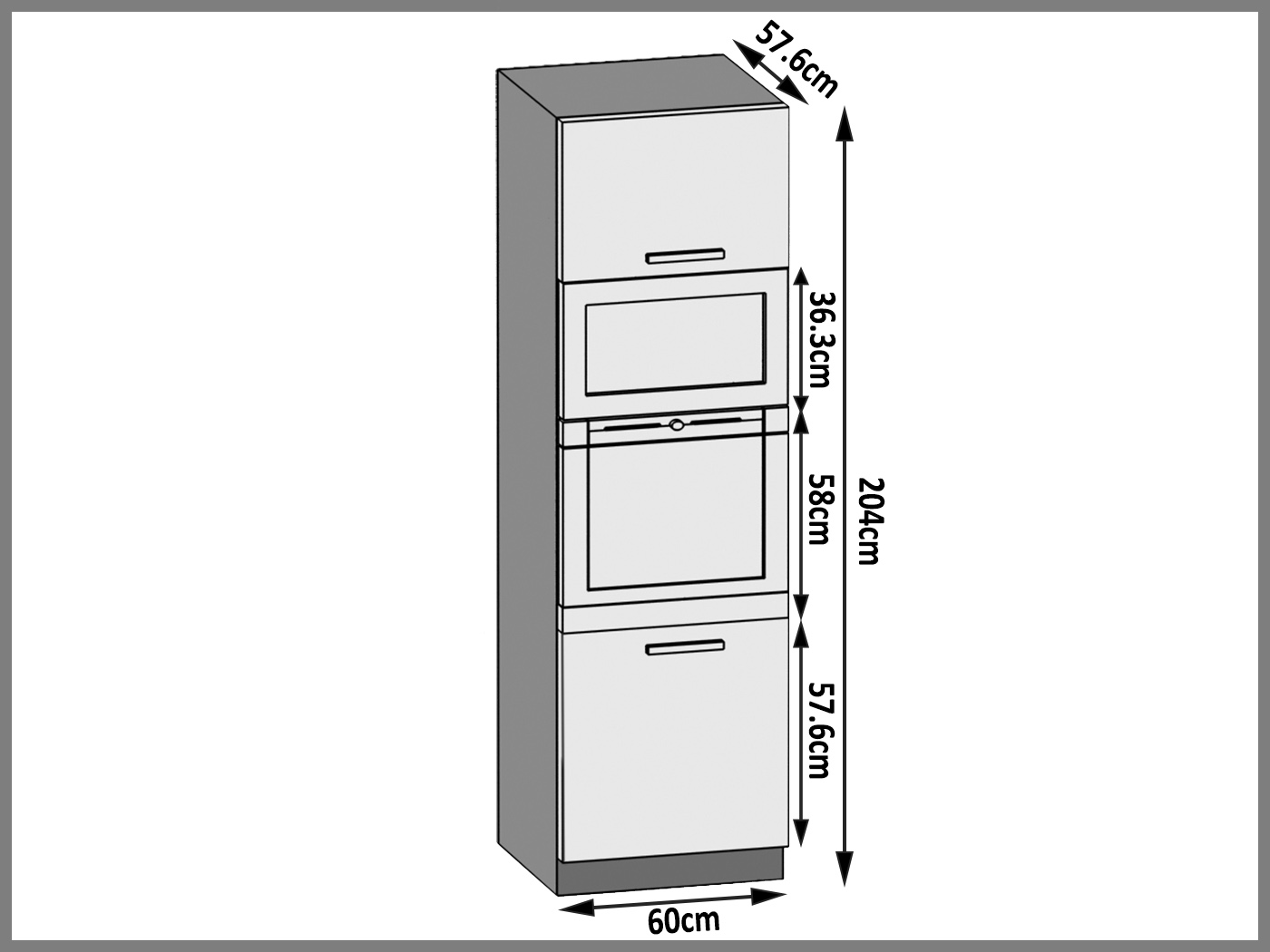 Szafka kuchenna stojąca słupek piekarnikowy TOR SSP60/0/WT/WT/0/U