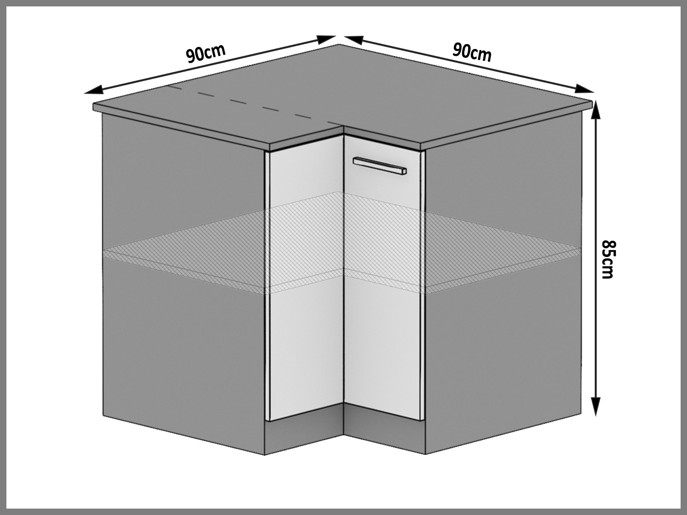 Szafka kuchenna narożna stojąca TOR SNP90/2/WT/DW/0/B1