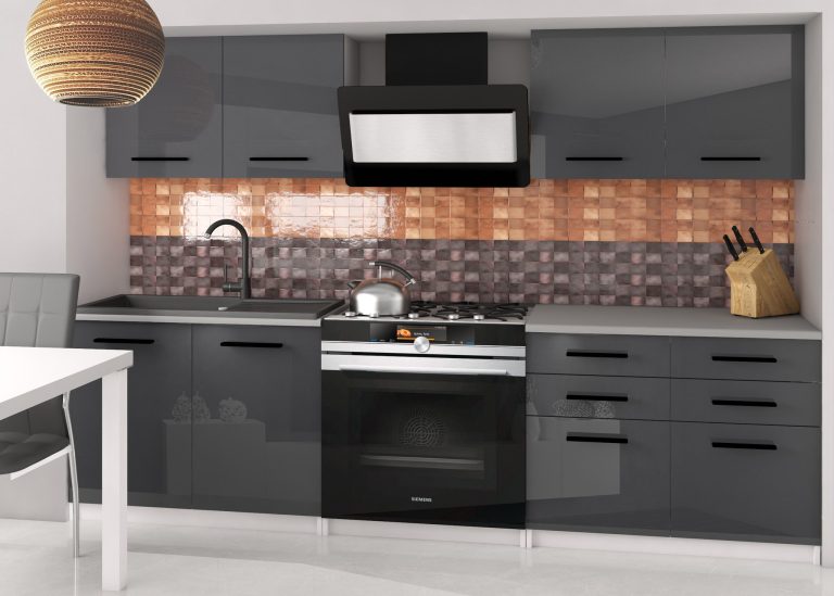 Meble kuchenne 160 cm szare połysk bez blatu Producent INF KOMPAKTO2/2/WT/S/BB/B1