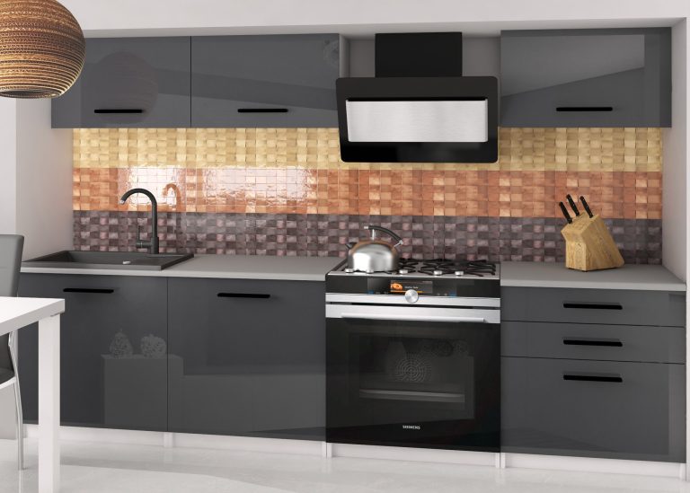 Meble kuchenne 180 cm szare połysk bez blatu Producent INF LAURENTINO2/3/WT/S/BB/B1