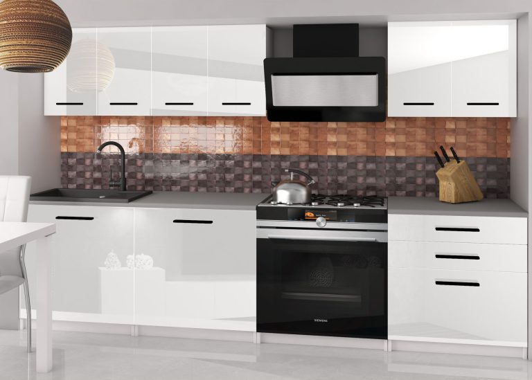 Meble kuchenne 180 cm białe połysk bez blatu Producent INF SONIK2/2/WT/W/BB/B1