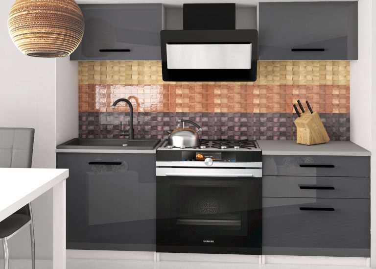 Meble kuchenne 120 cm szare połysk z blatem Producent INF VULCANO2/4/WT/S/0/B1