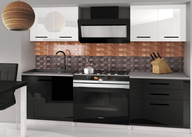 Meble kuchenne 120 cm białe połysk czarne połysk bez blatu Producent INF TIESTO2/2/WT/WB/BB/B1