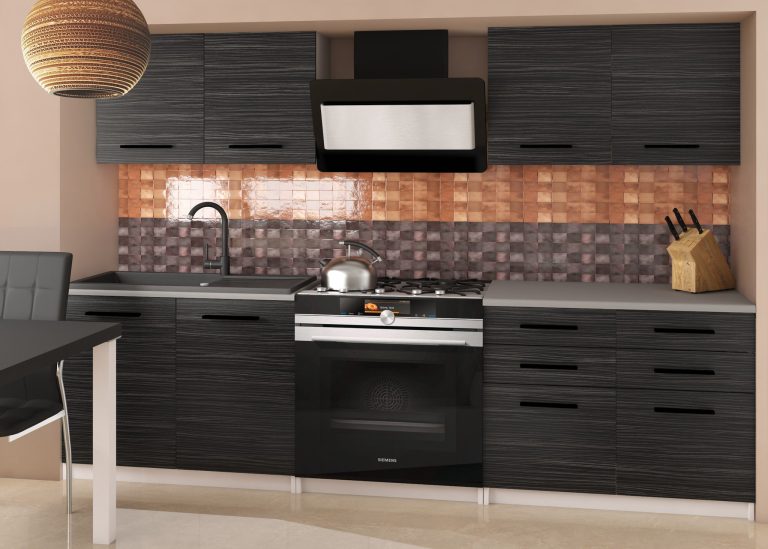 Meble kuchenne 160 cm czarne heban ciemne bez blatu Producent TOR KOMPAKTO2/2/WT/HK/BB/B1