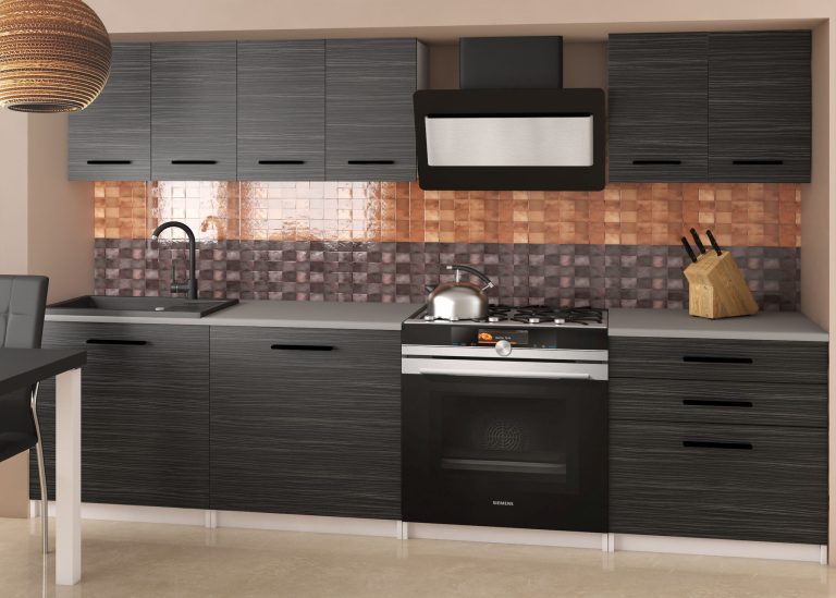 Meble kuchenne 180 cm czarne heban ciemne z blatem Producent TOR SONIK2/3/WT/HK/0/B1