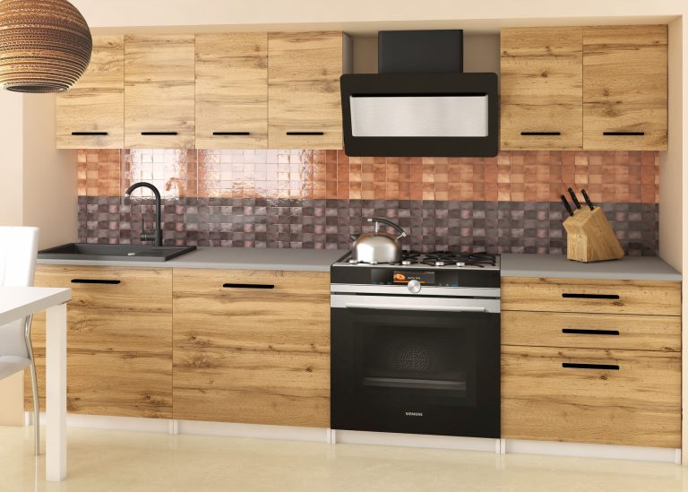 Meble kuchenne 180 cm dębowe dąb wotan dąb sonoma z blatem Producent TOR SONIK2/3/WT/DW/0/B1