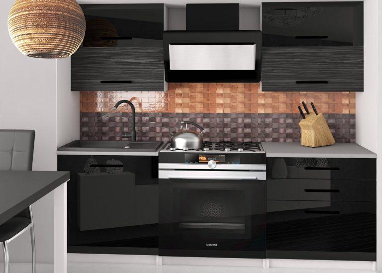 Meble kuchenne 120 cm czarne połysk czarny heban ciemne bez blatu Producent INF ELEGANTA2/2/WT/BHKB/BB/B1