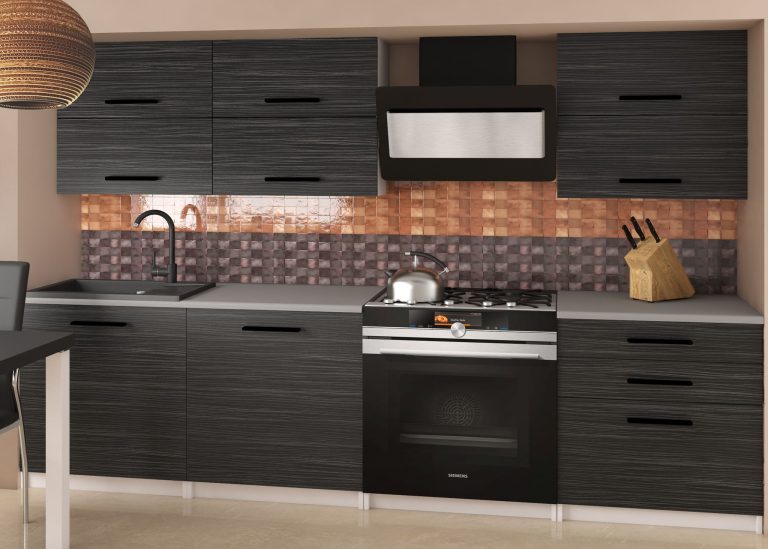 Meble kuchenne 180 cm czarne heban ciemne z blatem Producent TOR PRIMERA2/2/WT/HK/0/B1