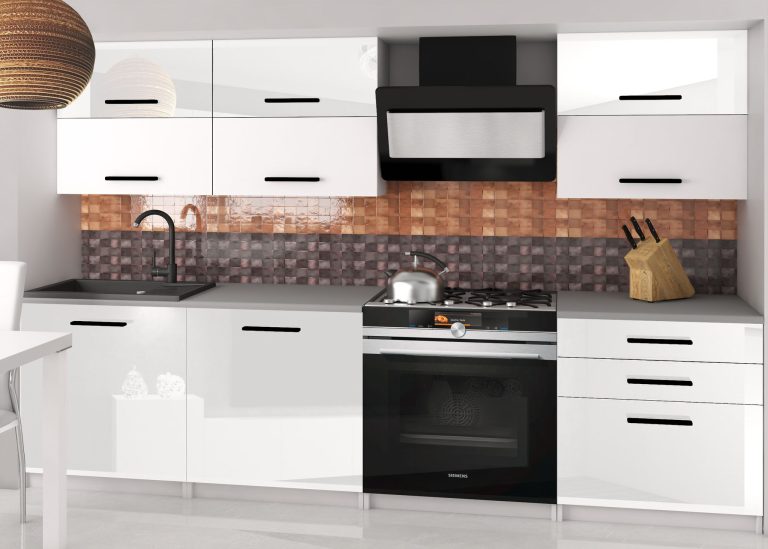 Meble kuchenne 180 cm białe połysk biały mat bez blatu Producent INF PRIMERA2/2/WT/WWTW/BB/B1