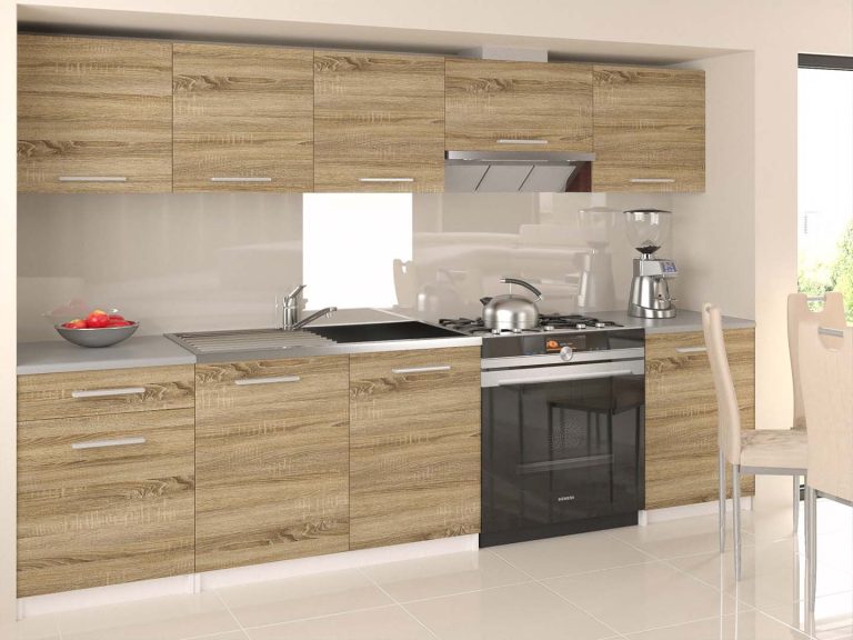 Meble kuchenne 240 cm dębowe dąb wotan dąb sonoma z blatem Producent TOR UNIQA3/4/WT/DS/0/E