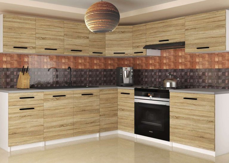 Meble kuchenne 420 cm dębowe dąb wotan dąb sonoma bez blatu Producent TOR UNIQAPLUS/3/WT/DS/BB/B1