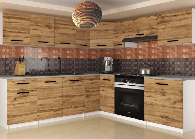 Meble kuchenne 420 cm dębowe dąb wotan dąb sonoma z blatem Producent TOR UNIQAPLUS/4/WT/DW/0/B1