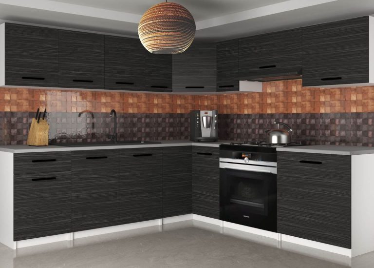 Meble kuchenne 420 cm czarne heban ciemne bez blatu Producent TOR UNIQAPLUS/3/WT/HK/BB/B1
