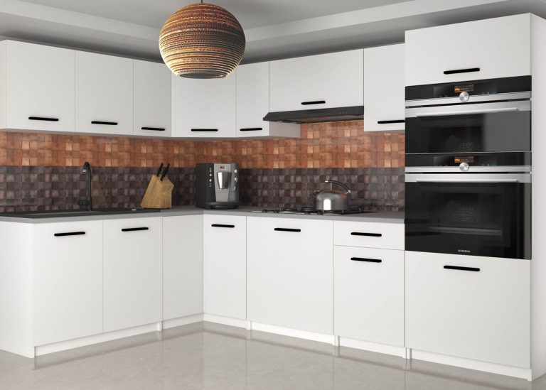 Meble kuchenne 420 cm białe mat bez blatu Producent TOR UNIQAGRANDE/4/WT/WT/BB/B1