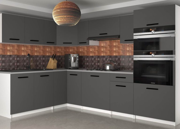Meble kuchenne 420 cm szare antracyt grafitowe bez blatu Producent TOR UNIQAGRANDE/4/WT/SR/BB/B1