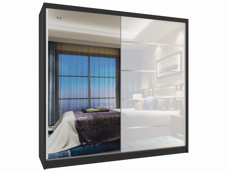 Szafa przesuwna 200 cm z lustrem biały połysk Producent MG SZP1/2/B/1L5W/HI