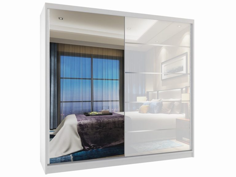 Szafa przesuwna 200 cm z lustrem biały połysk Producent MG SZP1/2/W/1L5W/HI