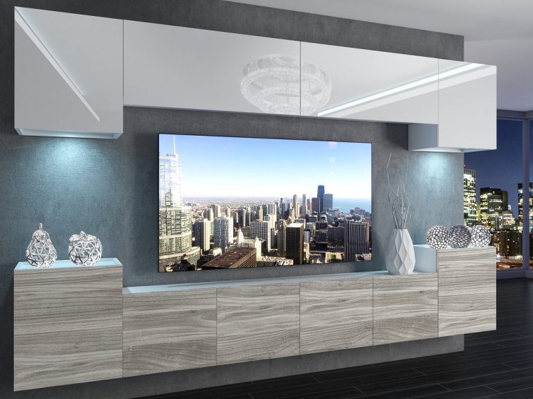 Meblościanka 300 cm TV/RTV szary antracyt grafitowy Producent IMP 4/5/W/WGW1/0/0