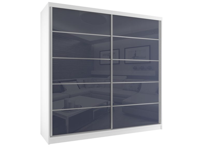 Szafa przesuwna 133 cm szary stalowy połysk Producent BH SZP2/2/W/WI/5S/HI