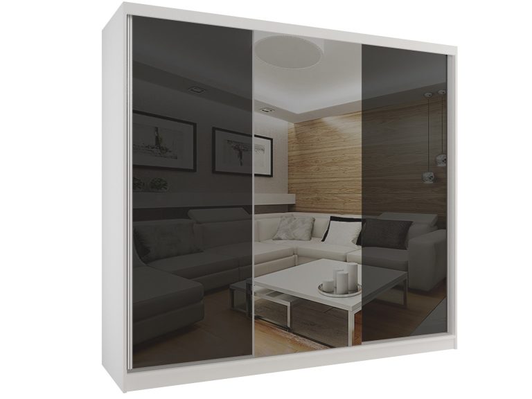 Szafa przesuwna 232 cm z lustrem czarny połysk Producent BM SZP4/2/W/WI/2B1L/HI