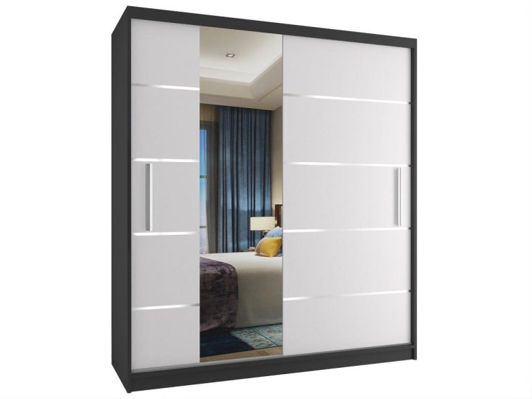 Szafa przesuwna 133 cm z lustrem biała mat Producent MBP SZP2/2/B/W/0/AL
