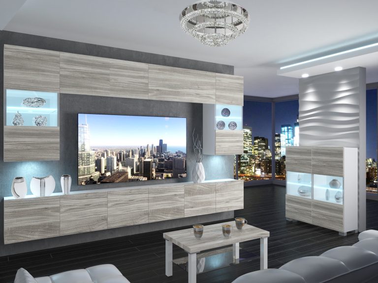 Meblościanka 300 cm TV/RTV szary antracyt grafitowy Producent IMP 1/5/W/GW1/0/0