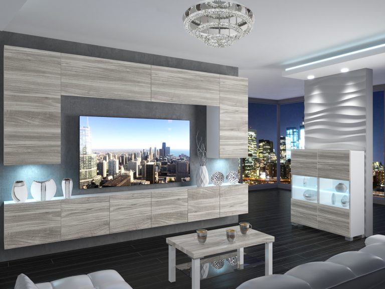 Meblościanka 300 cm TV/RTV szary antracyt grafitowy Producent IMP 2/5/W/GW1/0/0