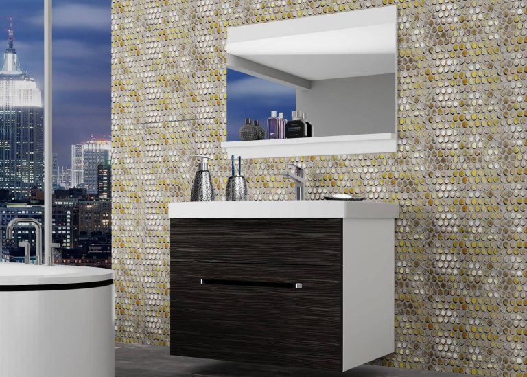 Meble łazienkowe szafki z umywalką z lustrem czarne heban ciemne Producent ROD M 1/0/W/HK/0/ZW