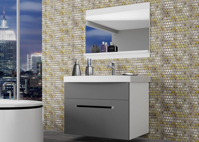 Meble łazienkowe szafki z umywalką z lustrem szare antracyt grafitowe Producent ROD M 1/0/W/SR/0/ZW