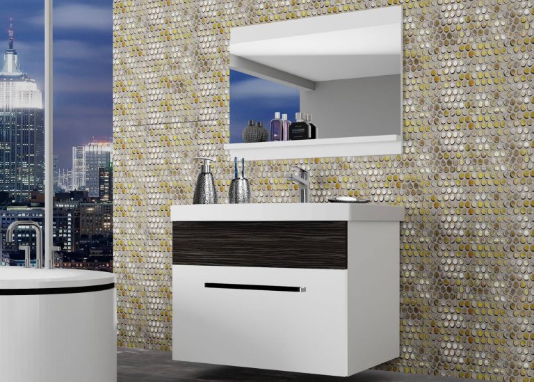 Meble łazienkowe szafki z umywalką z lustrem białe mat Producent ROD M 1/0/W/WHK/0/ZW