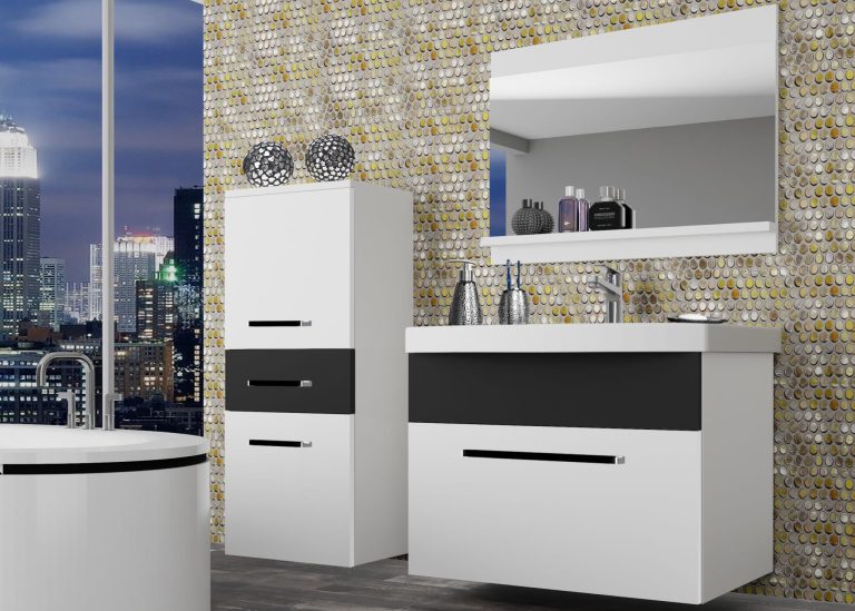 Meble łazienkowe szafki z umywalką z lustrem białe mat Producent ROD M 2/0/W/WB/0/ZW