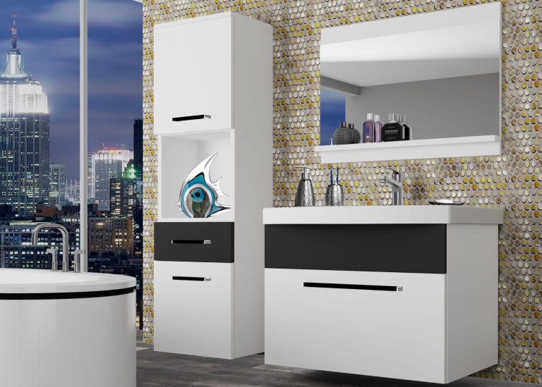 Meble łazienkowe szafki z umywalką z lustrem białe mat Producent ROD M 3/0/W/WB/0/ZW