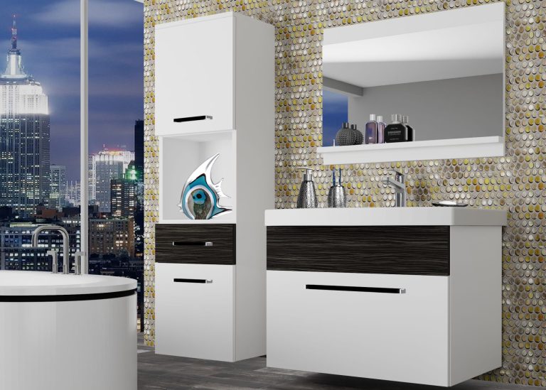 Meble łazienkowe szafki z umywalką z lustrem białe mat Producent ROD M 3/0/W/WHK/0/ZW