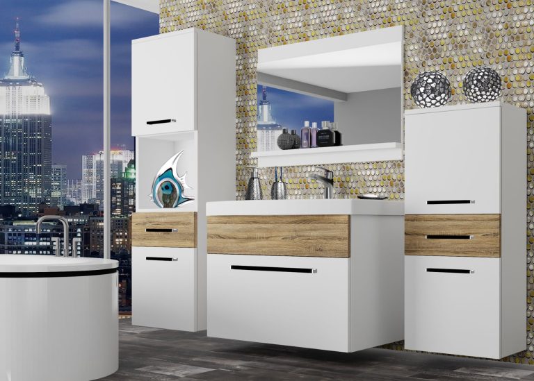 Meble łazienkowe szafki z umywalką z lustrem białe mat Producent ROD M 5/0/W/WDS/0/ZW