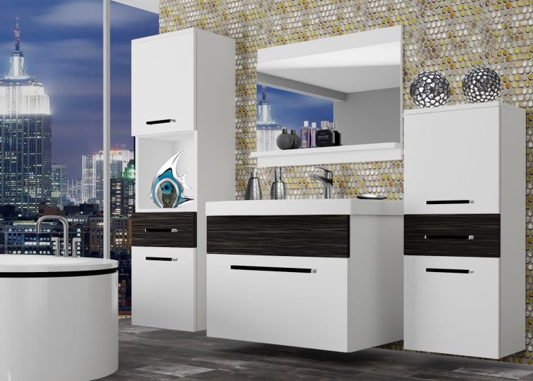 Meble łazienkowe szafki z umywalką z lustrem białe mat Producent ROD M 5/0/W/WHK/0/ZW