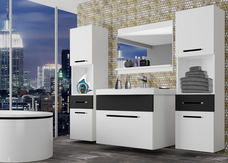 Meble łazienkowe szafki z umywalką z lustrem białe mat Producent ROD M 6/0/W/WB/0/ZW