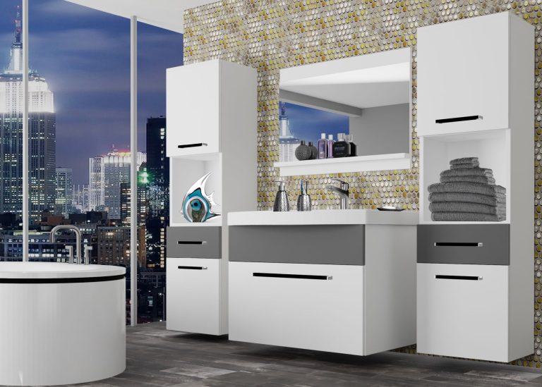 Meble łazienkowe szafki z umywalką z lustrem białe mat Producent ROD M 6/0/W/WSR/0/ZW