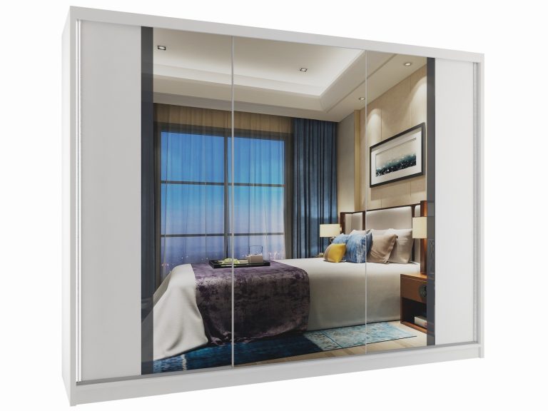 Szafa przesuwna 232 cm z lustrem biała mat Producent MV SZP4/2/1W/2W1L/S/HI