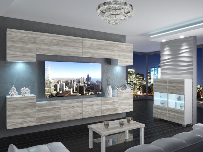 Meblościanka 300 cm TV/RTV szary antracyt grafitowy Producent IMP 4/5/W/GW1/0/0