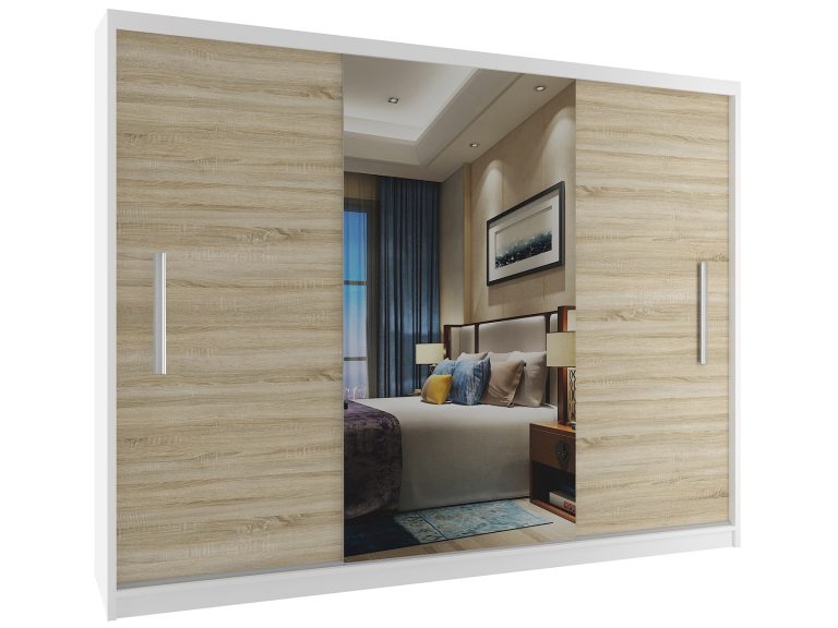 Szafa przesuwna 232 cm z lustrem dębowa dąb wotan dąb sonoma Producent ME SZP4/2/1W/2DS1L/0/AL