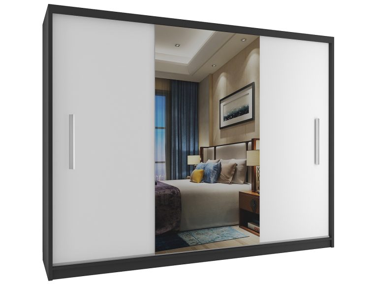 Szafa przesuwna 232 cm z lustrem biała mat Producent ME SZP4/2/1B/2W1L/0/AL