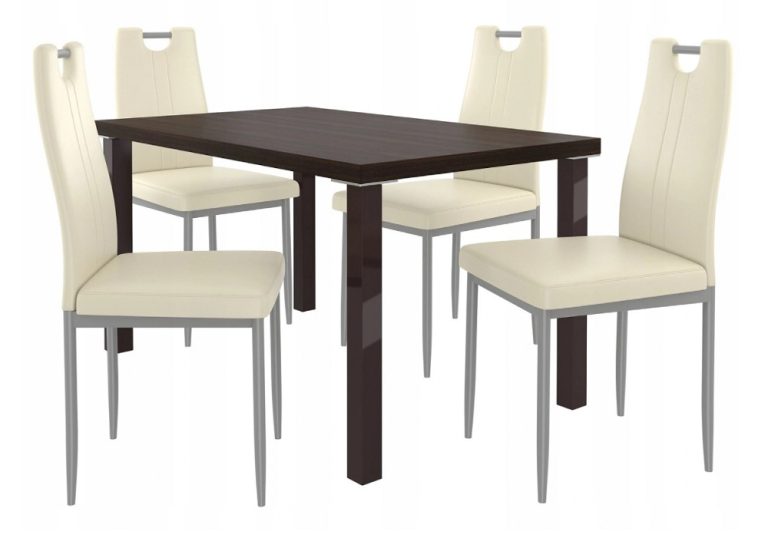 Zestaw ROBERTO kasztan + 4 krzesła kremowe ROB/0/ZES/KN/4KR